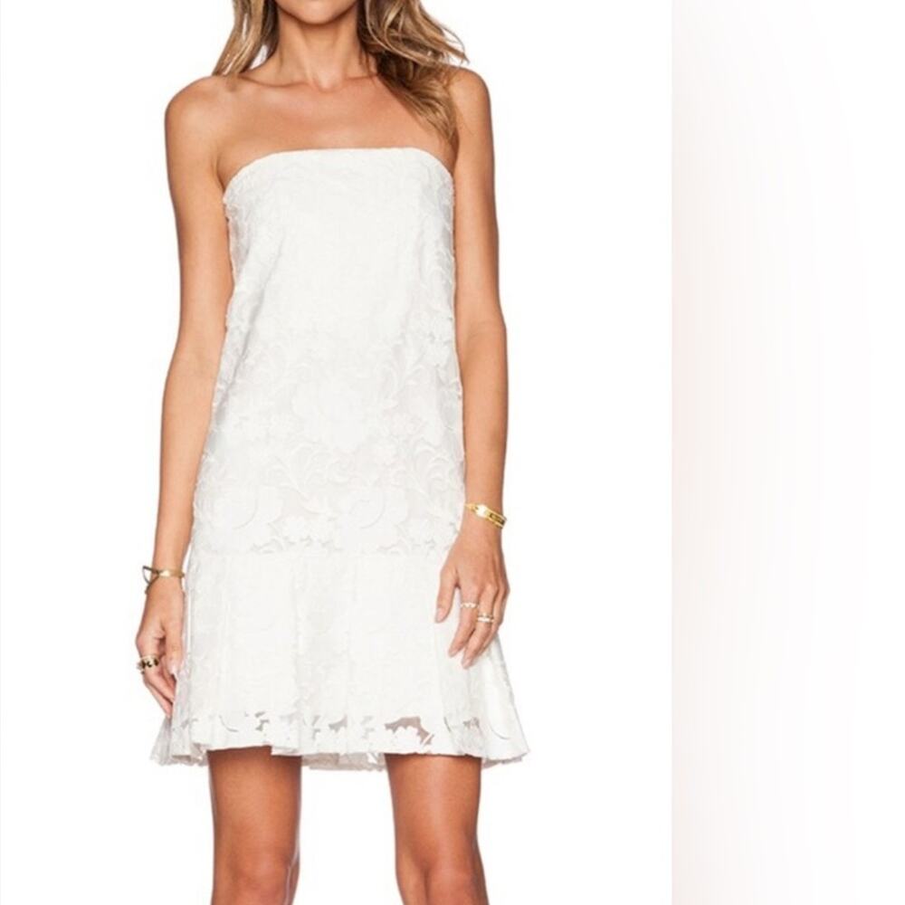 Alexis White Strapless Lace Mini Dress